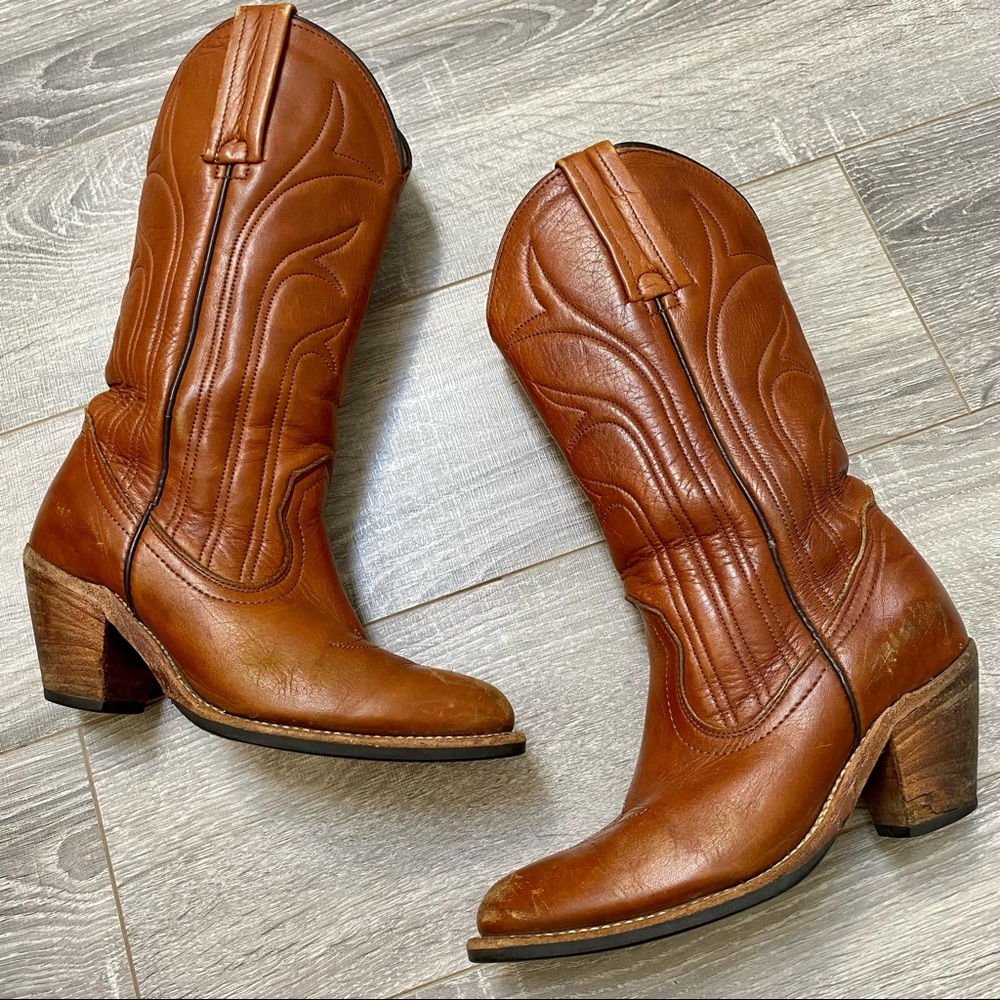 Vintage Frye Womens Cowboy Leather Riding Boots